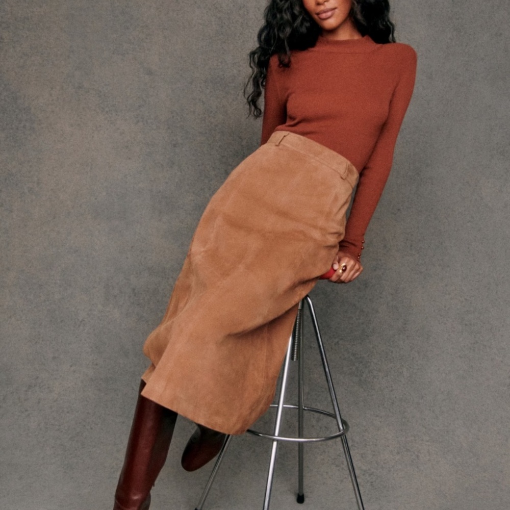 Sezane Meliora Skirt Camel - Size 4